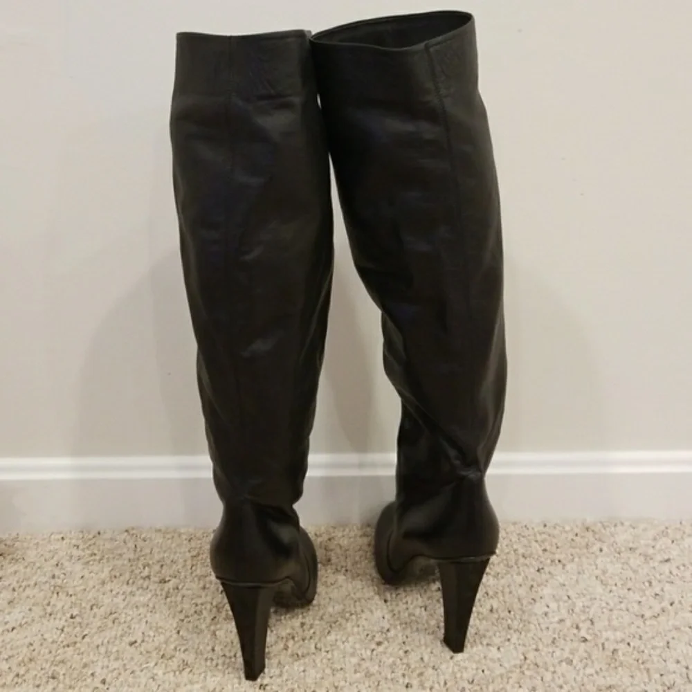 JIMMY CHOO Black Leather Tall Size 39.5 Boots